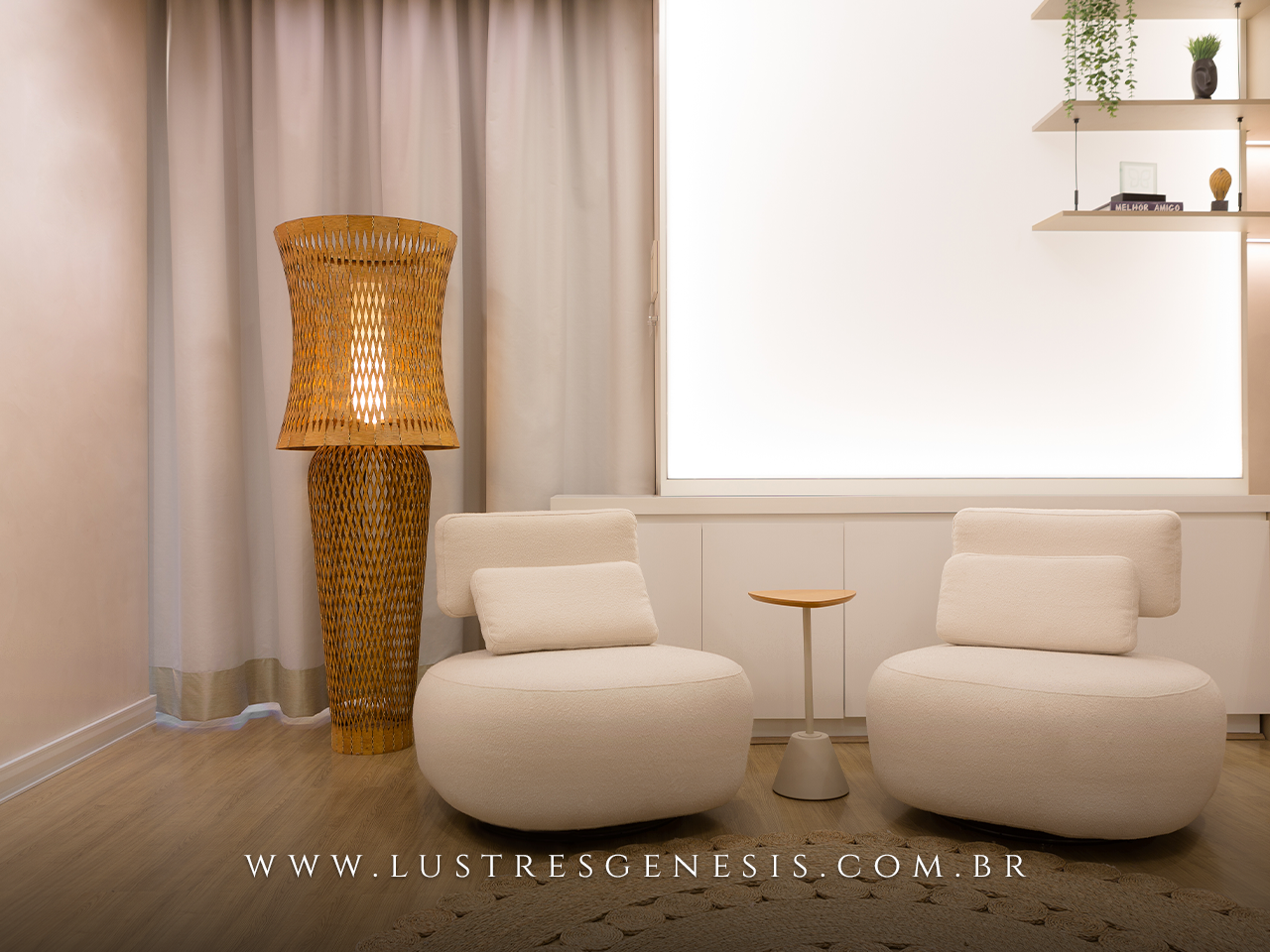 Luminária de Chão Coluna Lanterna Rustico de Madeira Redondo para Sala de Jantar, Cozinha, Quarto de Casal e Mesa Sala Jantar Lustres Genesis